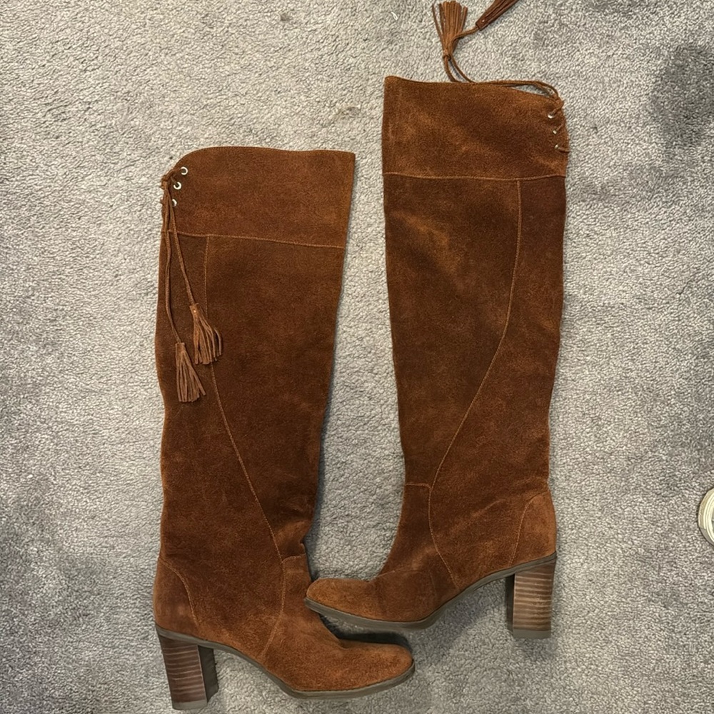 DR. SCHOLLS Over the knee brown suede heel boots